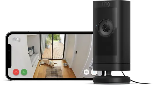 Ring Stick Up Cam Pro outdoor security camera with power plug, Black